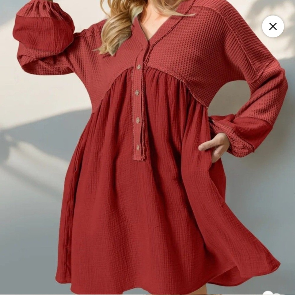 Double Take waffle Knit Contrast mini dress, size XL, NWT